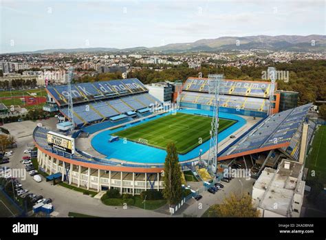 Aerial photo of Maksimir Stadium, home of GNK Dinamo Zagreb, on October ...