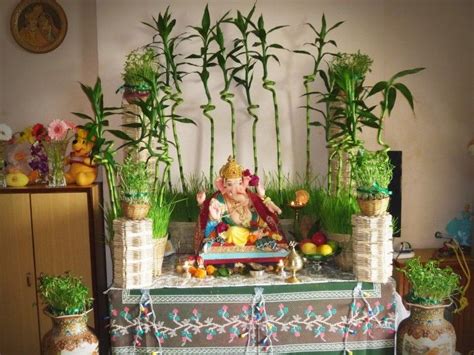 Ganpati Decoration Ideas with Flowers & Plants