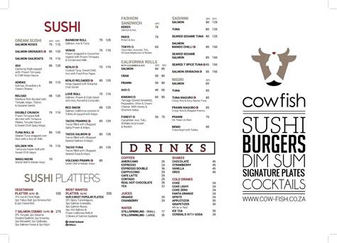 Cowfish Menu - All About Cow Photos