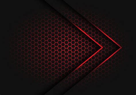 Abstract red arrow light shadow direction on hexagon mesh pattern design modern futuristic ...