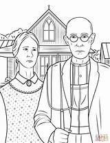 American Gothic By Grant Wood coloring Page  Free Printable Coloring Pages sketch template