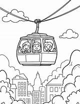 Cable car In A City Scene coloring Page sketch template