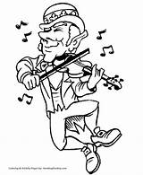 St Patricks Day Coloring Pages  Leprechaun Dancing W/fiddle sketch template
