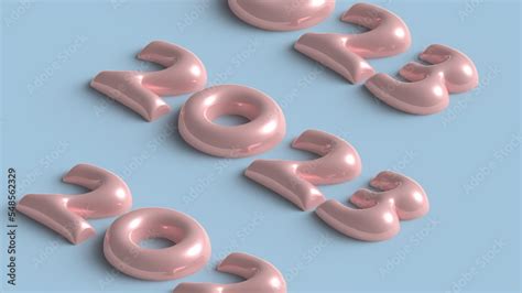 2023 symbol new year, numbers pink metallic on a blue background Stock ...