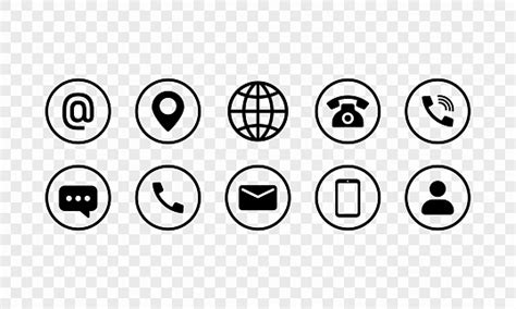 Communication Icon Set In Black Email Location Internet Phone Call Chat Message Contacts Sign ...