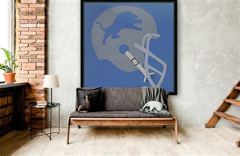 Vintage Detroit Lions Helmet Art (1965) Reproduction Fine Art Print (1) - Row One Brand