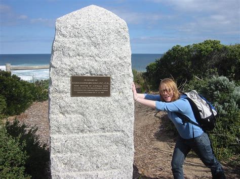 Annemaree pushing over the Harold Holt Memorial | Michael | Flickr