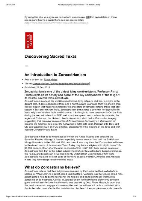 (PDF) 2019 An introduction to Zoroastrianism - The British Library. In: Discovering Sacred Texts ...