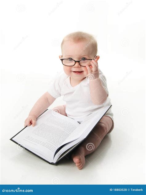 Baby Reading Wearing Glasses Stock Photo - Image of infant, baby: 18803528