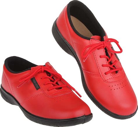 Free-Step Ladies Red Leather Comfort Lace-up Shoe in Size 6 Wide Fit ...