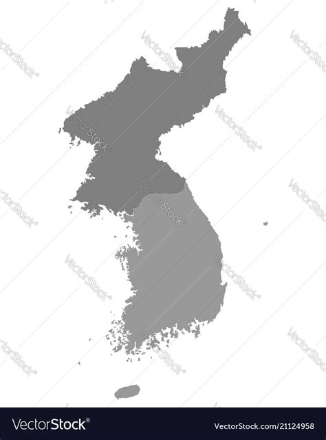 Gray map of north korea and south korea Royalty Free Vector