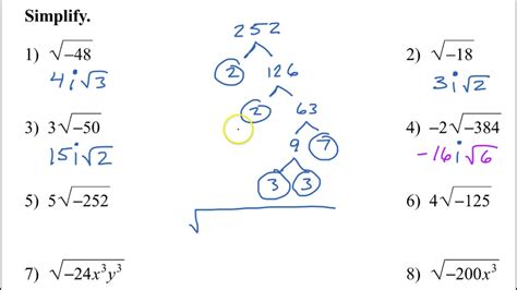 Day 1 HW (1 to 10) Simplifying Imaginary Square Roots - YouTube