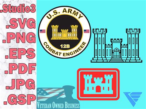 US Army Combat Engineer Digital Files Svg Png Eps Pdf Studio3 Gsp Silhouette Cut File Patriot ...