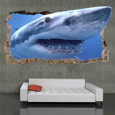 Startonight 3D Mural Wall Art Photo Decor Shark in my Room Amazing Dual ...