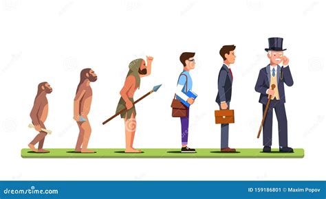 Human Evolution Stages from Ape To Business Man Stock Vector - Illustration of growth, spear ...