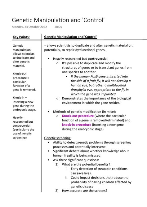 Genetic Manipulation and 'Control' - Heavily researched but ...