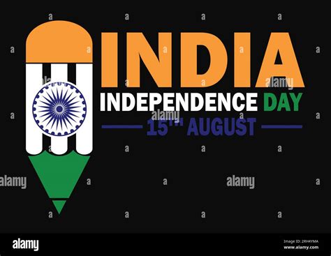 creative vector illustration for Indian independence day -15th august. Pencil with flag of India ...