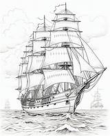Sailing Ship Coloring Pages Free Color  Premium AI Generated Image sketch template