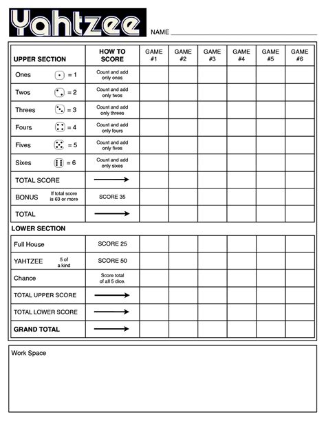 Free Printable Yard Yahtzee Rules - Printable Word Searches