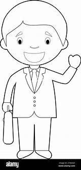 Easy coloring cartoon vector Illustration Of A Businessman Stock Vector  sketch template