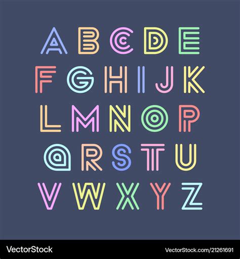 Colorful striped funny font english Royalty Free Vector