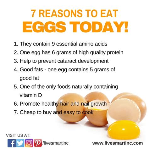 7 Reasons to Eat Eggs Today! www.livesmartinc.com | Health benefits of eggs, Healthy food facts ...