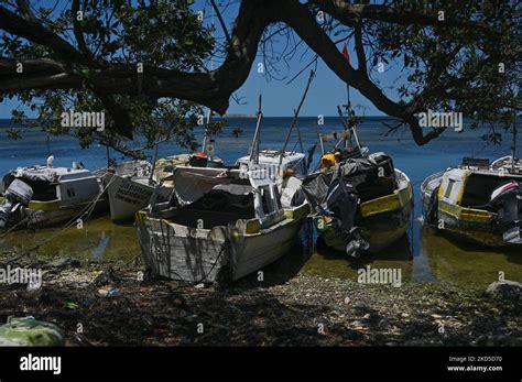 Local fishing vessels along San Francisco de Campeche's Campeche Bay ...