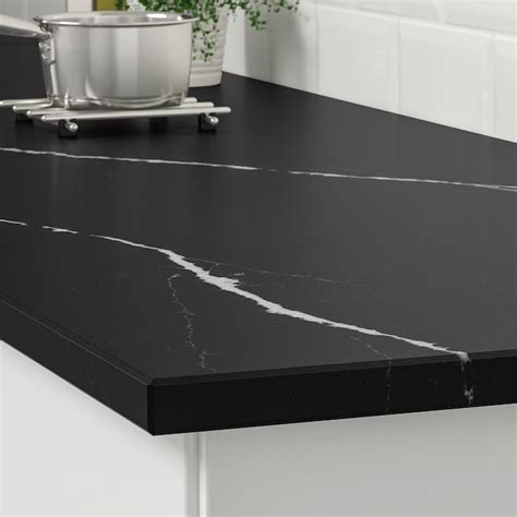 KASKER matt black, marble effect quartz, Custom made worktop, 1 m²x3.0 cm - IKEA | Kitchen ...