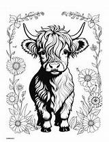 Coloring Pages Highland Cow Cattle Cute Art By Brian Garber  TPT sketch template