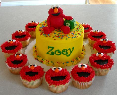 Elmo Cake and Cupcake Toppers