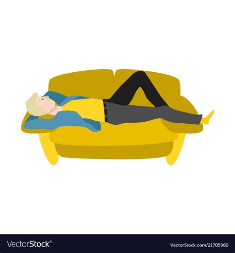 Cartoon man lying at sofa resting Royalty Free Vector Image