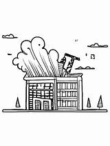 Building Burning Down Coloring Page · Creative Fabrica sketch template
