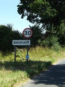 Banham Village Name sign on Kenninghall... © Geographer :: Geograph Britain and Ireland