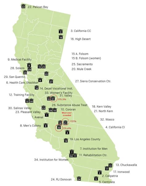 California Prisons Map Gallery California State Prisons Map Usa Map ...