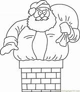 Santa Down Chimney Coloring Pages Sketch Page sketch template