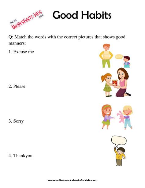 Good Habits Vs Bad Habits Worksheet For Grade 1-3