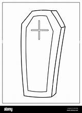 Halloween coloring Page With coffin Spooky Print In Cartoon Style For  sketch template