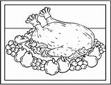Cooked Turkey Coloring Chicken Printable Drawing Pages Thanksgiving  sketch template