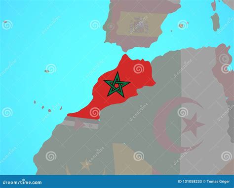 Morocco with flag on map stock illustration. Illustration of flag ...