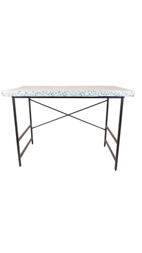 Wrought iron vintage terrazzo desk, Rustic farmhouse dining table, Mid-century modern coffee ...