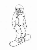 Coloring Page Of A Happy Boy Riding snowboard Childrens  sketch template