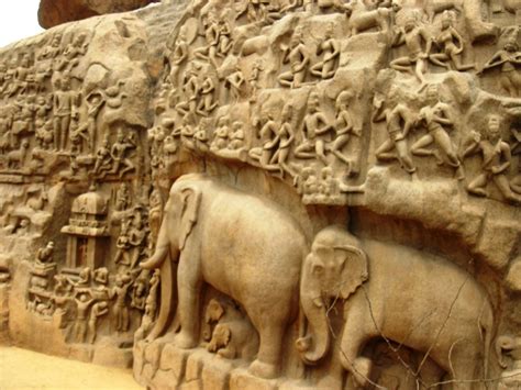 Open canvas stone carvings: II largest in the world. Mahabalipuram in ...