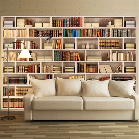 Fototapeta - Domowa biblioteczka | Home library, Bookshelves in living room, Bookcase design