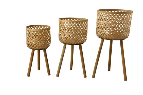 Creative Co-Op Woven Bamboo Floor Baskets with Wood Legs (Set of 3 Sizes) for sale | Phoenix, AZ ...