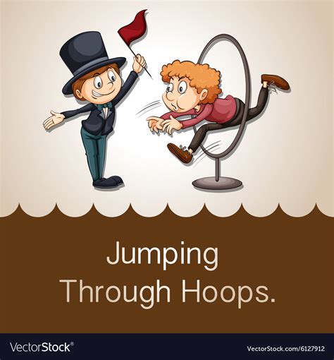 Idiom jumping through hoops Royalty Free Vector Image