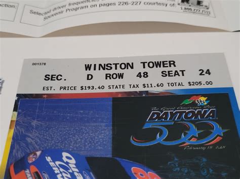 DAYTONA 500 Ticket Feb 18 2001 NASCAR Earnhardt Last Race Ticket and ...