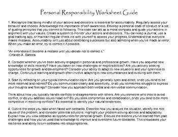 Personal Responsibility Worksheet by The Sucos | TPT