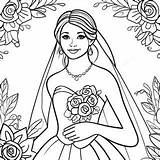Beautiful Bride In Wedding Dress Coloring Page 38344 30337 sketch template
