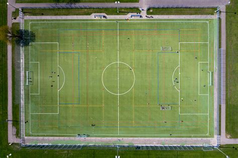 Aerial View Of Soccer Field Stock Photo - Download Image Now - iStock