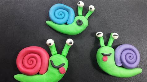 How to make snail clay modelling for kids, Making colourful animal shapes from clay - YouTube